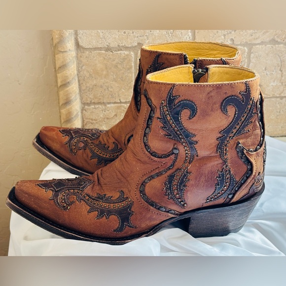 Corral Distressed Brown Leather Cowboy Boots Women’s Size 7 M Stk G1382 - Picture 4 of 12